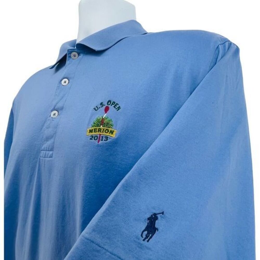 Polo Golf Ralph Lauren Polo Shirt Blue Pima Cotton U.S. Open Merion 2013 L 10222